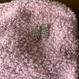 Art deco retro vintage three strand waterfall earrings for pierced ears